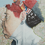 BRENDA 2 2020 Oil and mixed media on map of Germany, 27 frame segments (image Chris Davis)